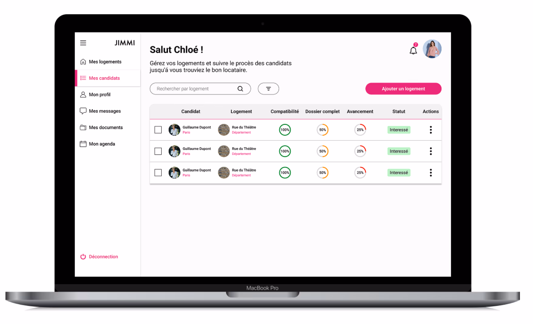 Capture d'écran de la solution Homies — pipeline de filtrage et scoring des dossiers locataires